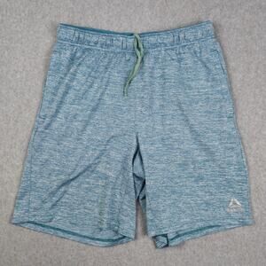Reebok Mens Medium Performance Tech Heather Blue Athletic Shorts